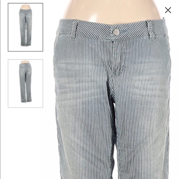 Design Lab company vintage blue and white cotton striped pants, women’s size 26 - Picture 6 of 16